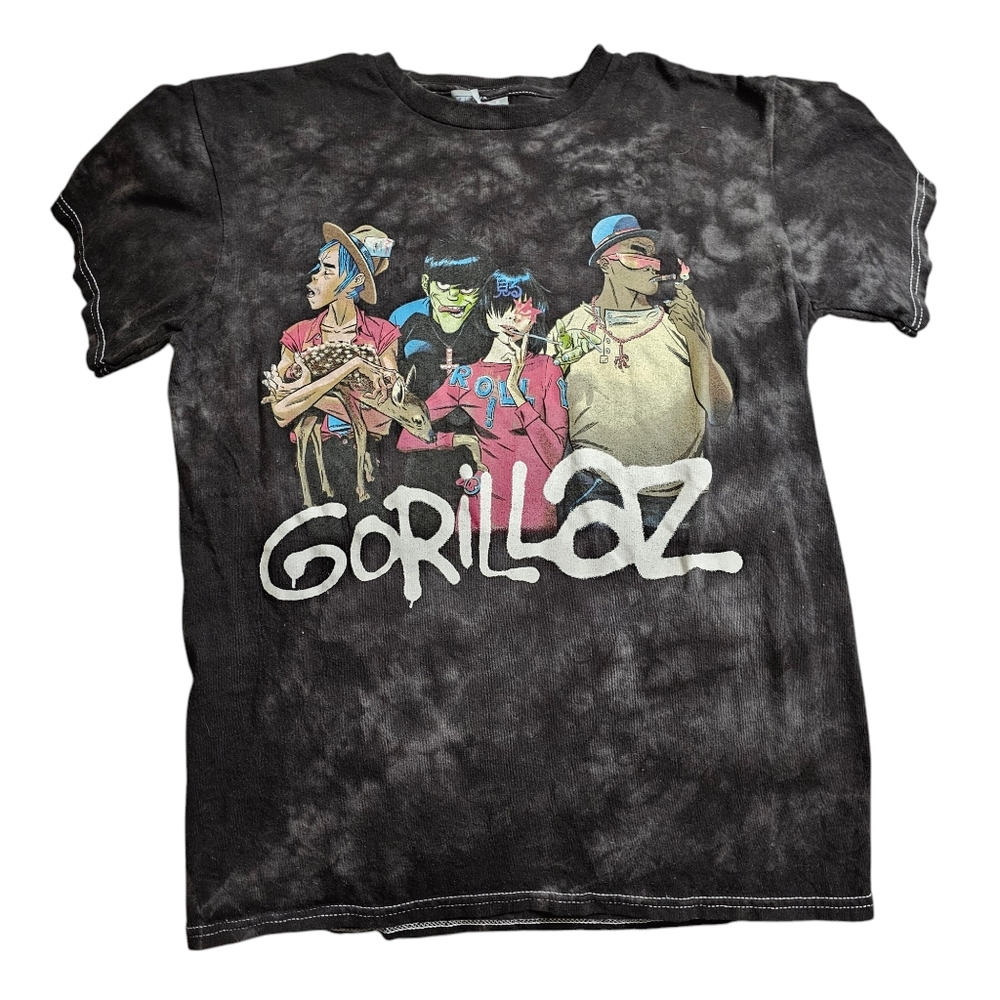 Gorillaz Smoke Black Tie-Dye Band Tee S